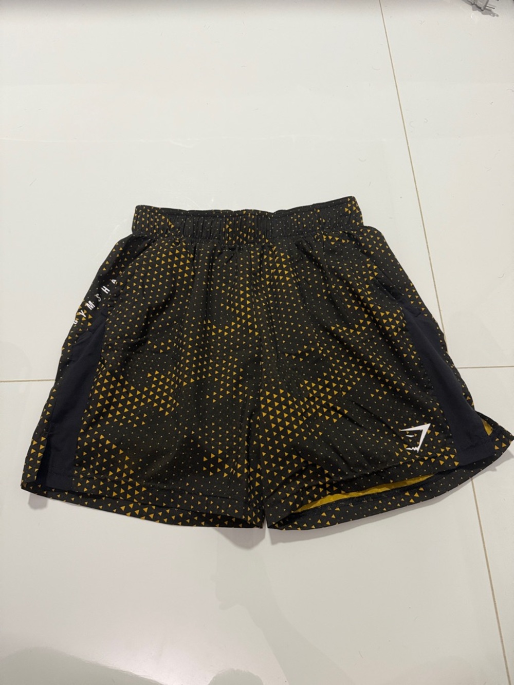 Gymshark Men’s Black & Gold Triangle Print Training Shorts
